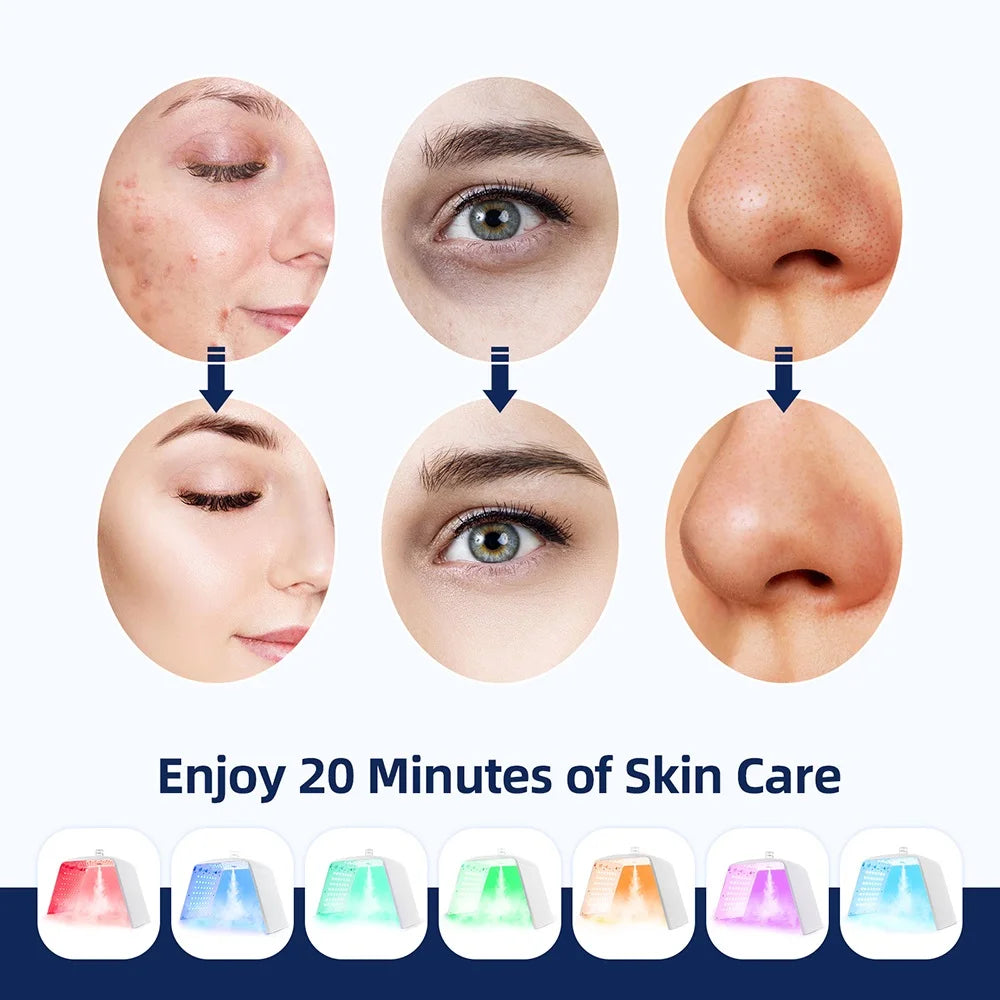 7 Colors LED Photon Machine With Nano Spray Skin Moisturizing Face Humidifier Nano Spray LED Facial Body SPA Skin Care Lamp