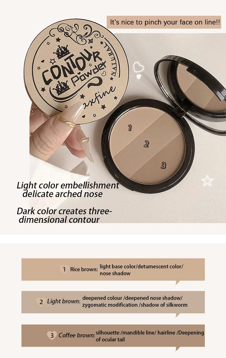 Three-color Blush Palette Delicate Long-lasting Waterproof Non-fading Eyeshadow Blush Integration Tray