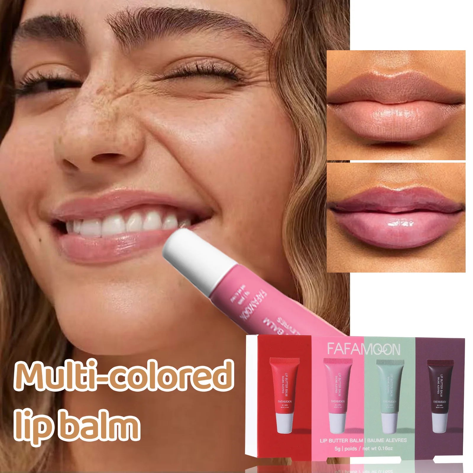 FAFAMON 4 Color Doodle Lip Butter Mirror Nourishing Lip Glaze Set Multicolor Plumping Lip Oil Moisturizing Glass Lip Oil Set
