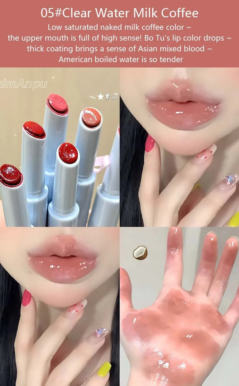 Mirror Glossy Lipstick Long Lasting Moisturizing Natural Lip Plumper Makeup Plumping Lip Glaze Cosmetics Exfoliating for Lips
