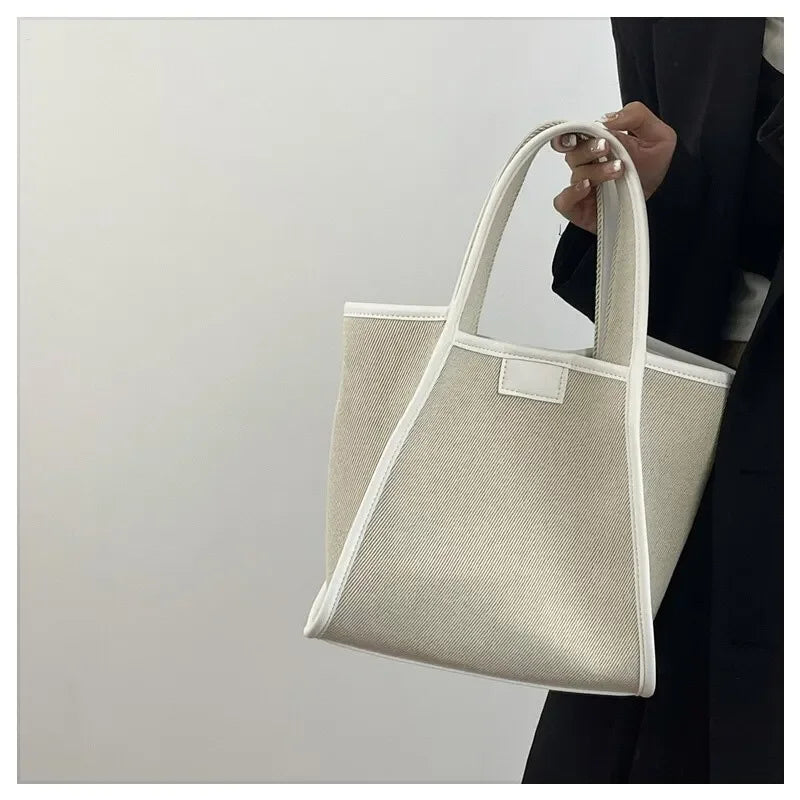 Men And Women New Fashion Canvas Clutch Single Shoulder Crossbody Bag Large Capacity Color Collision Clash Tote Bucket Bag