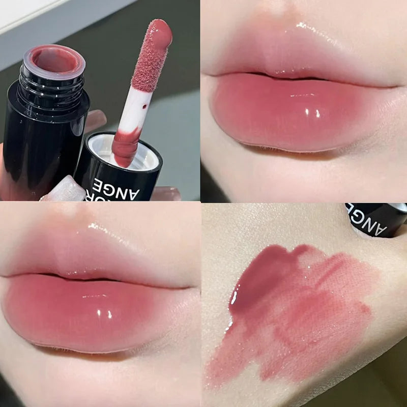 HERORANGE Color-Cooling Shimmering Lip Gloss Hydrating Silky Long-Lasting Color-Dyeing Clear Watery Mirror Lip Glaze