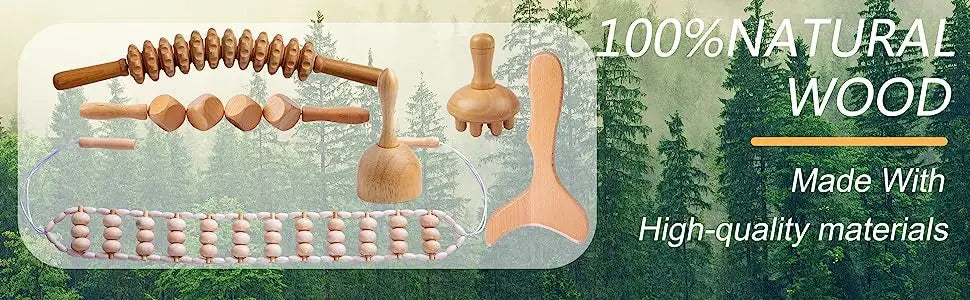 Wooden Therapy Massager Lymphatic Drainage Anti Cellulite Maderoterapia Kit - Body Contouring, Belly Waist Muscle Massage Relax
