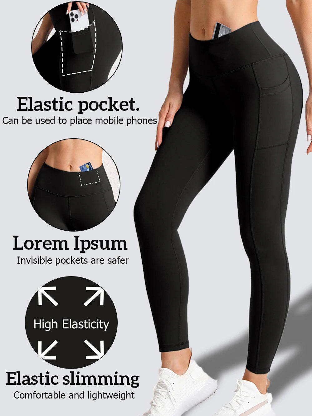 Pockets Fitness High Waist Gym Leggings Women Autumn Skinny Stretch Athletic  Leggings Women Running Outdoors Pockets Pants