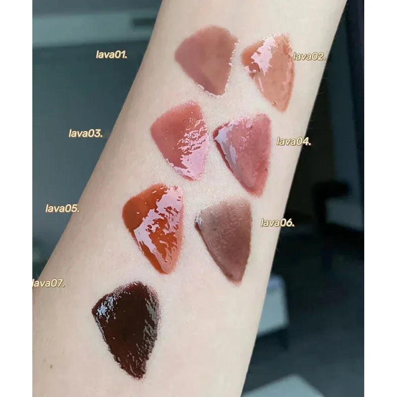 Punk Dark Brown Mirror Water Lip Gloss Red Lip Glaze Transparent Glass Lip Oil Waterproof Liquid Lipstick Clear Tint Makeup New