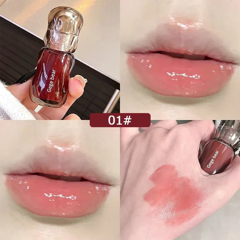 GegeBear Crystal Clear Lipgloss Hydrating Water Liquid Lipstick Light Lip Tint Plumping Non-stick Cup Lips Makeup Women Cosmetic