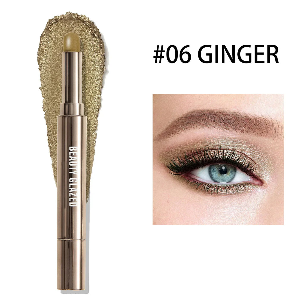10 Color Double Ended Eye Shadow Stick With Sponge Brush Pearlescent Lasting Eyeshadow Pen Contouring Portable Makeup Cosmetics