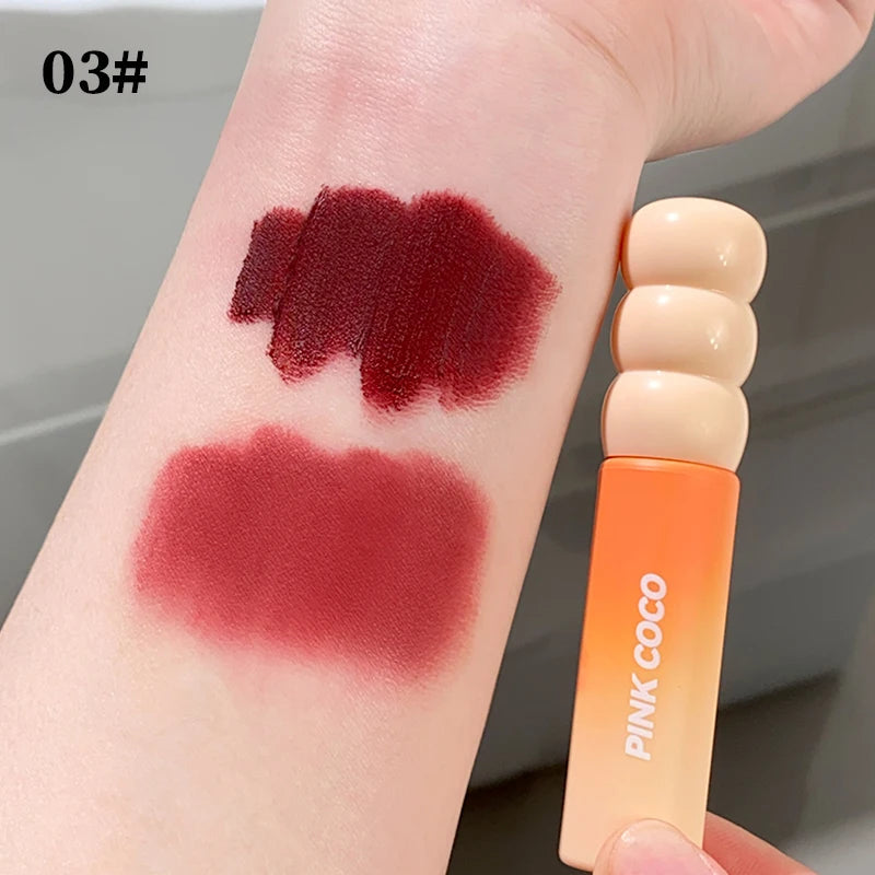 PINK COCO Sunset Galaxy Lip Glaze Matte Matte Velvet Lip Mud Low-saturation Tone Autumn and Winter Matte Lip Glaze