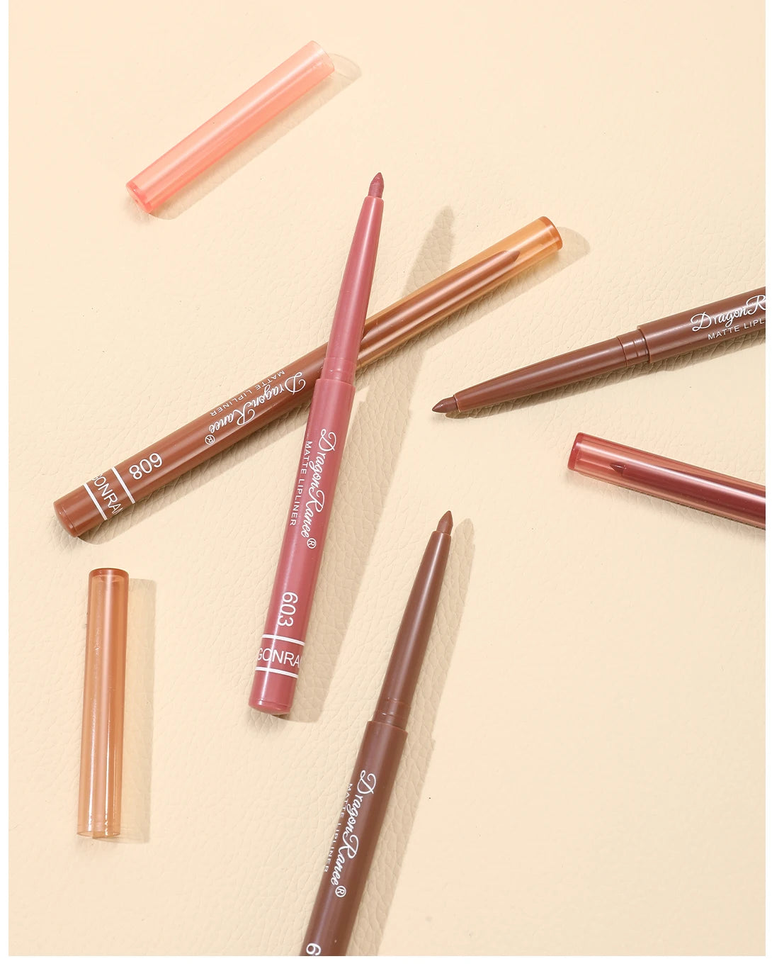 Dragon Ranee 12pcs Soft Matte Water Resistant Eraser Resistant Lip Liner Set Matte and Non-Drying Easy to Line Lip Liner Set