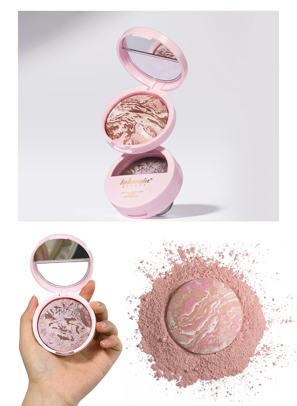 NEW YORK Baked Brighten Color Correcting Powder Foundation Fair Buildable Light to Medium Coverage Demi-Matte Natural Finish