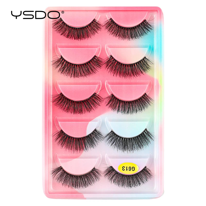 YSDO 5 pairs eyelashes makeup mink strip lashes dramatic eyelashes faux cils natural false eyelashes extension 3d mink eyelashes