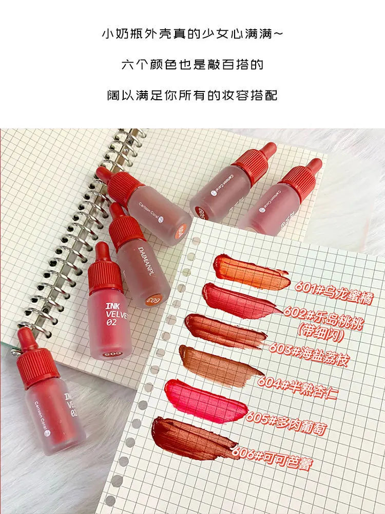 Dyeing Lip Gloss Matte Makeup Moisturizer Liquid Lipstick Waterproof Long Lasting Red Velvet Lip Tint Korean Make Up Cosmetic