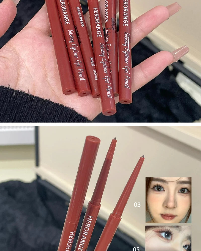 Matte Brighten Lying silkworm Eyeliner Gel Pen Waterproof Quick Drying Pink Brown Ultra fine Eye Shadow Pen Not-Smudge Makeup