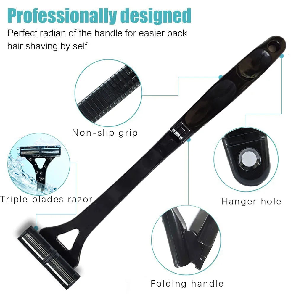 Razor Men Back Shaver Male Machine Hair Shaver Safety Long Handle Foldable Trimmer Body Leg Handle Removal Shaving Razor Tool