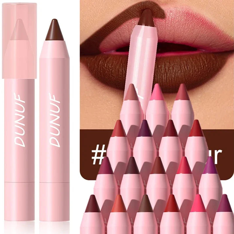Sexy Dark Red Brown Lipstick Pencil Matte 18 Colors Lip Liner Crayons Rich Full Color Lip Tint Silky Natural Creamy Texture Pen
