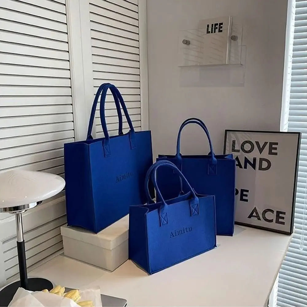 S/M/L Women Korean Simple Felt Shoulder Bag Fashion Solid Color Messenger Bag Handbag Large Capacity Travel Casual Crossbody Bag