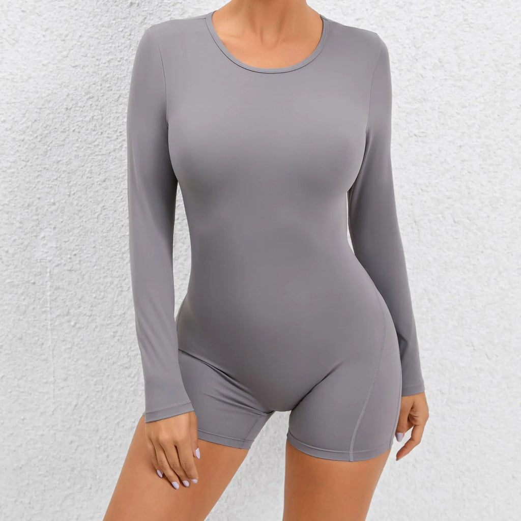 Long Sleeve Bodysuit Women No Padding Yoga Gym Jumpsuit Fitness Sport Overalls Sportswear Mono Mujer Navy Blue Black Gray White