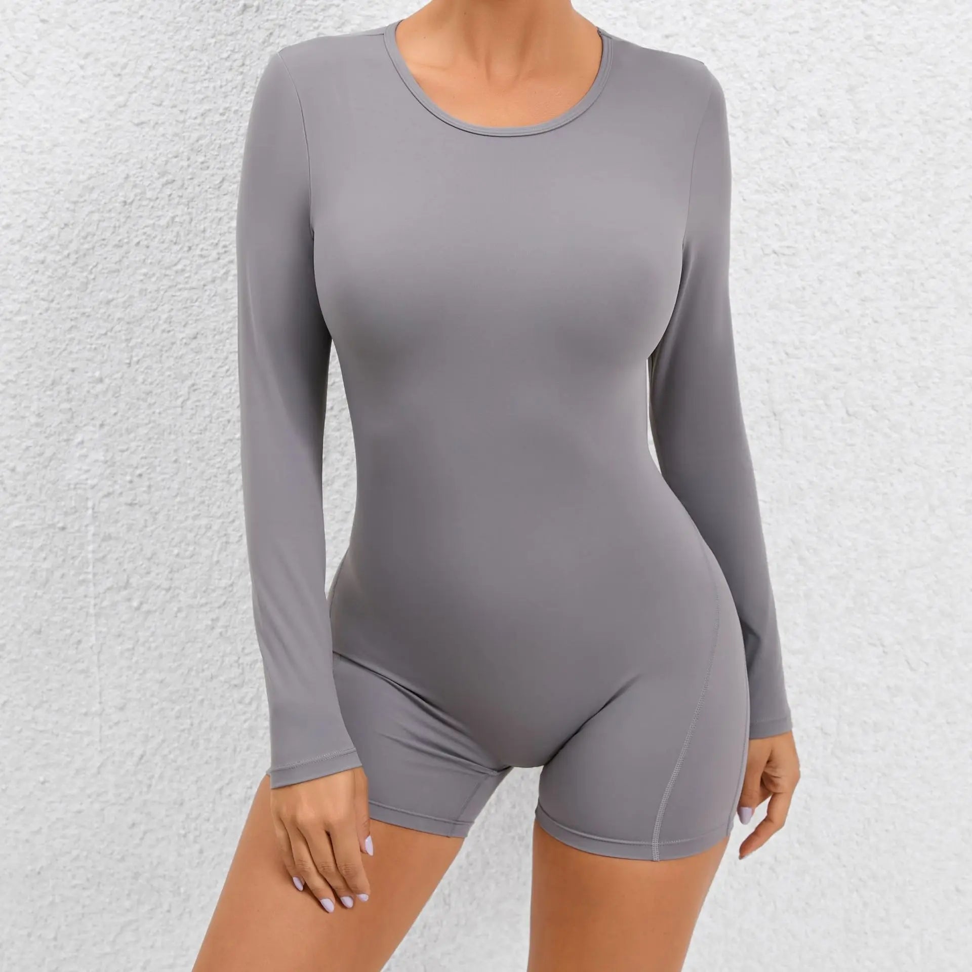 Long Sleeve Bodysuit Women No Padding Yoga Gym Jumpsuit Fitness Sport Overalls Sportswear Mono Mujer Navy Blue Black Gray White