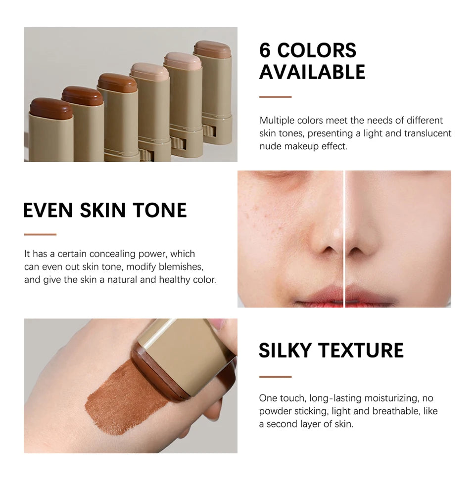 Foundation Tint Stick Balm Serum Boosted Skin Tint Foundation Stick Plumper Hight Coverage Travel Bronze Foundation Stick Makeup