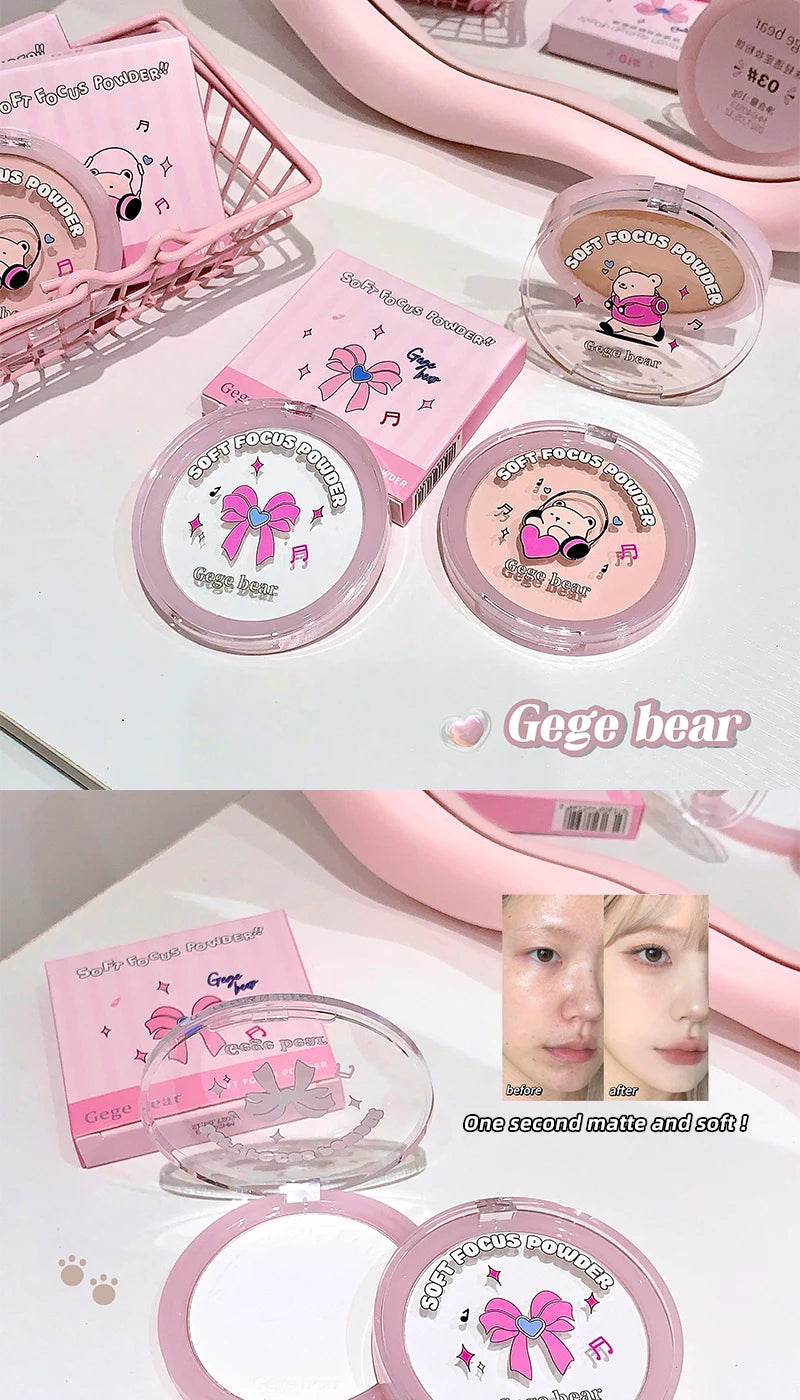 Gegebear Soft Focus Lightweight Setting Powder -,Long-Lasting Formula with Non-Cakey Finish, Perfect for Students and Daily Use