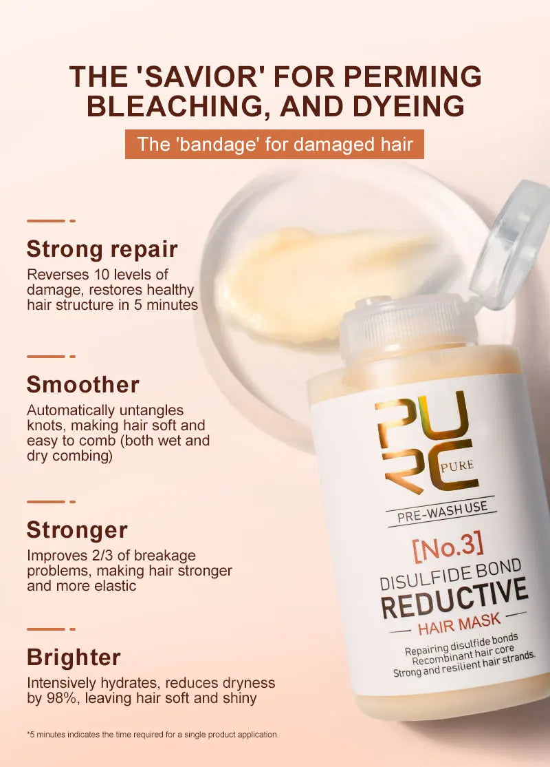 PURC Disulfide Bond Hair Mask Smoothing Strengthens Weak Hair Keratin Repair Damaged Frizz for All Hair Types Hair Care Products