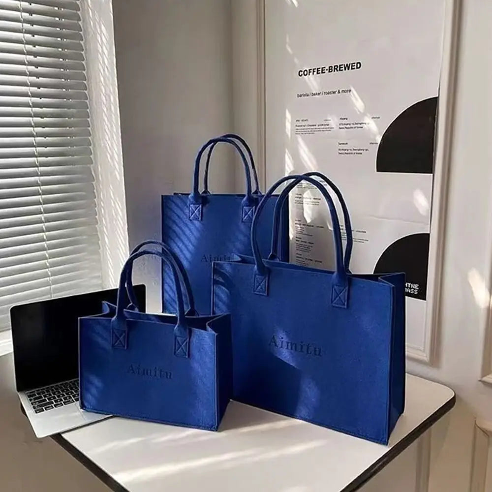 S/M/L Women Korean Simple Felt Shoulder Bag Fashion Solid Color Messenger Bag Handbag Large Capacity Travel Casual Crossbody Bag