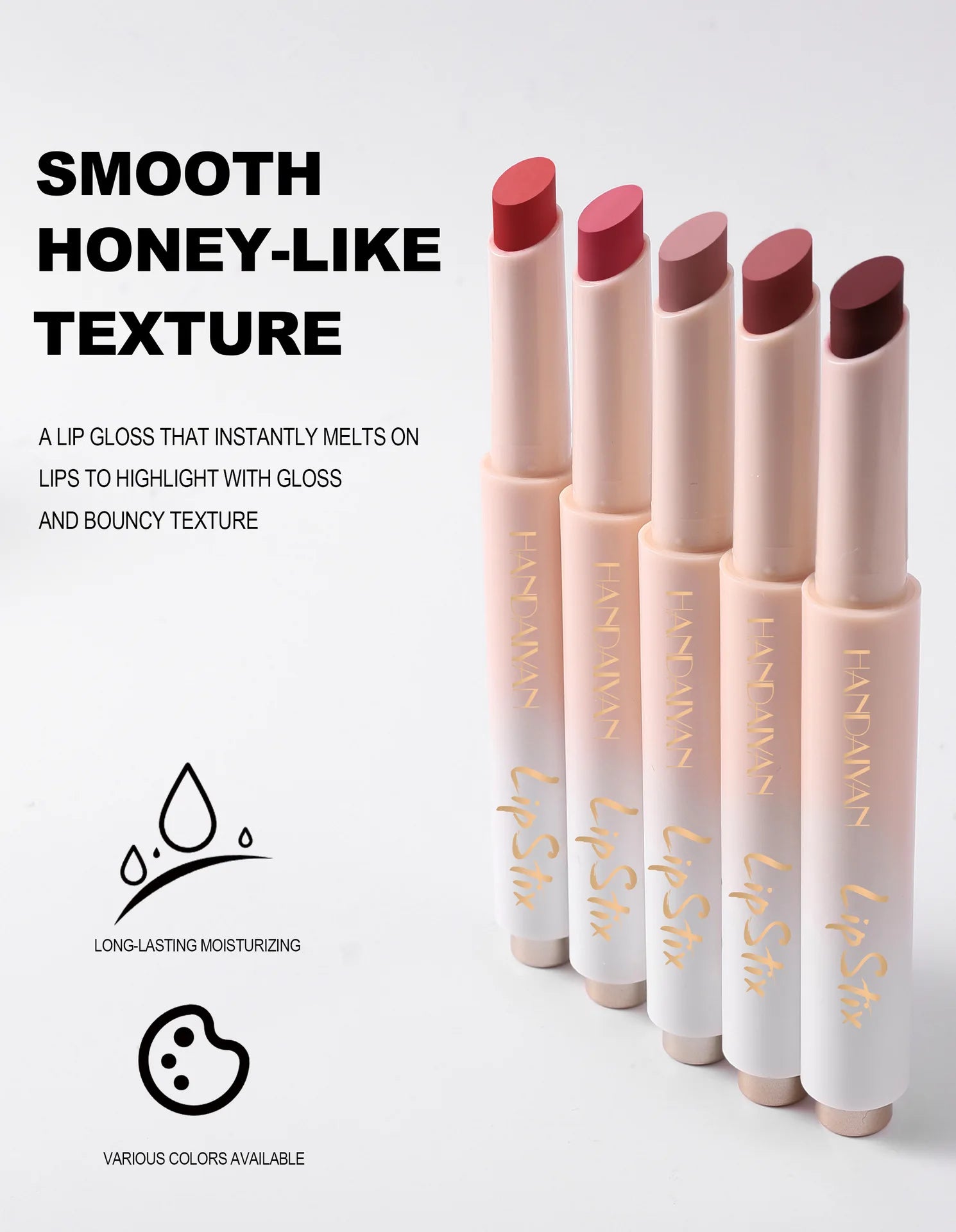 HANDAIYAN 8-color hydrating mirror color pressed lipstick pencil pearl long-lasting moisturizing hydrating lipstick pen