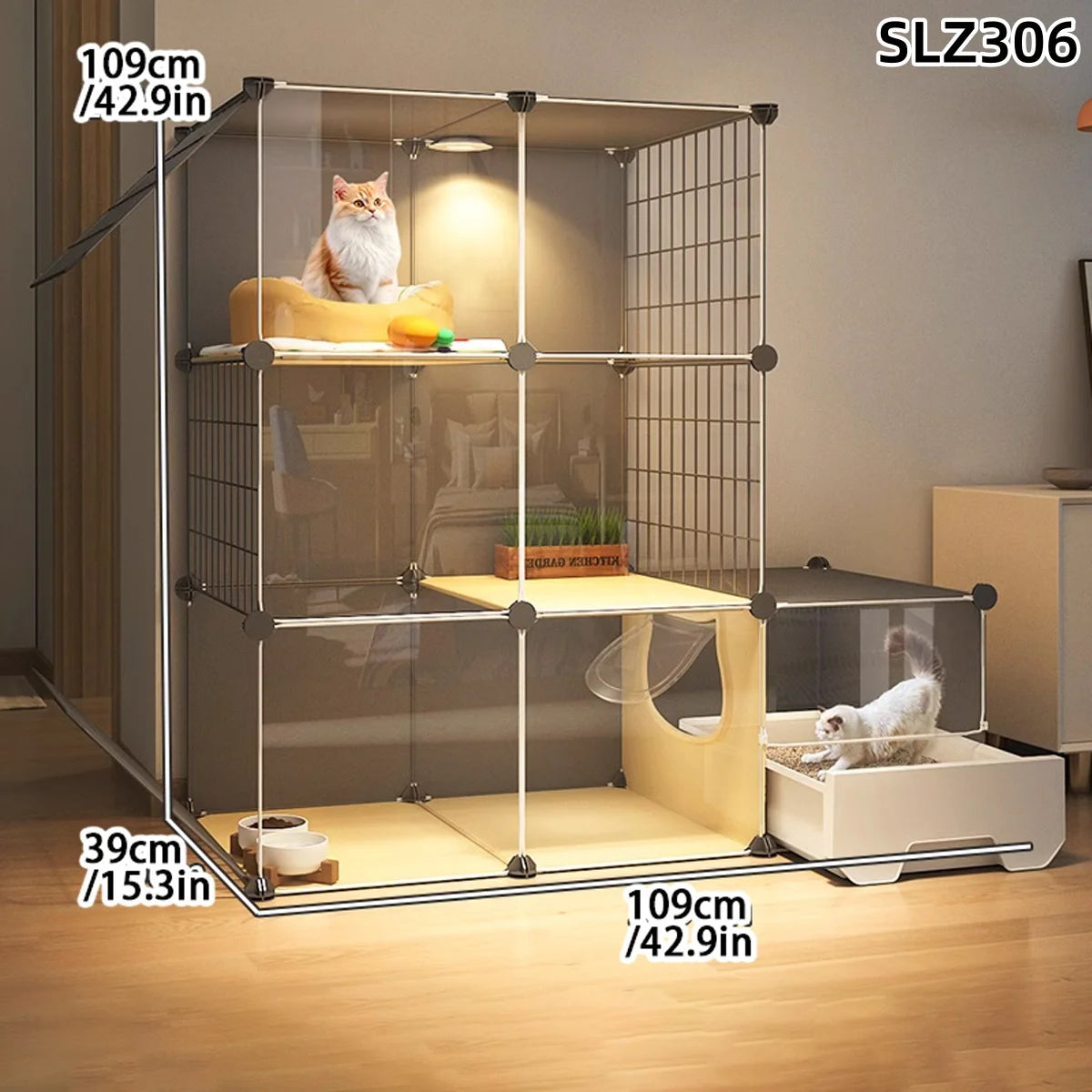 Cat Cage Household Indoor Small Apartment Toilet Cat Litter Box Cat Nest Integrated Cat Villa Cat House Does Not Occupy Space Em