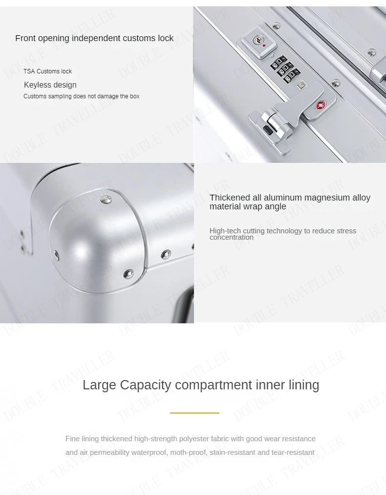 The Latest All Aluminum Travel Luggage High Quality Trolley Suitcase 20 Inch Carry on Luggage Men's and Women's Luggage