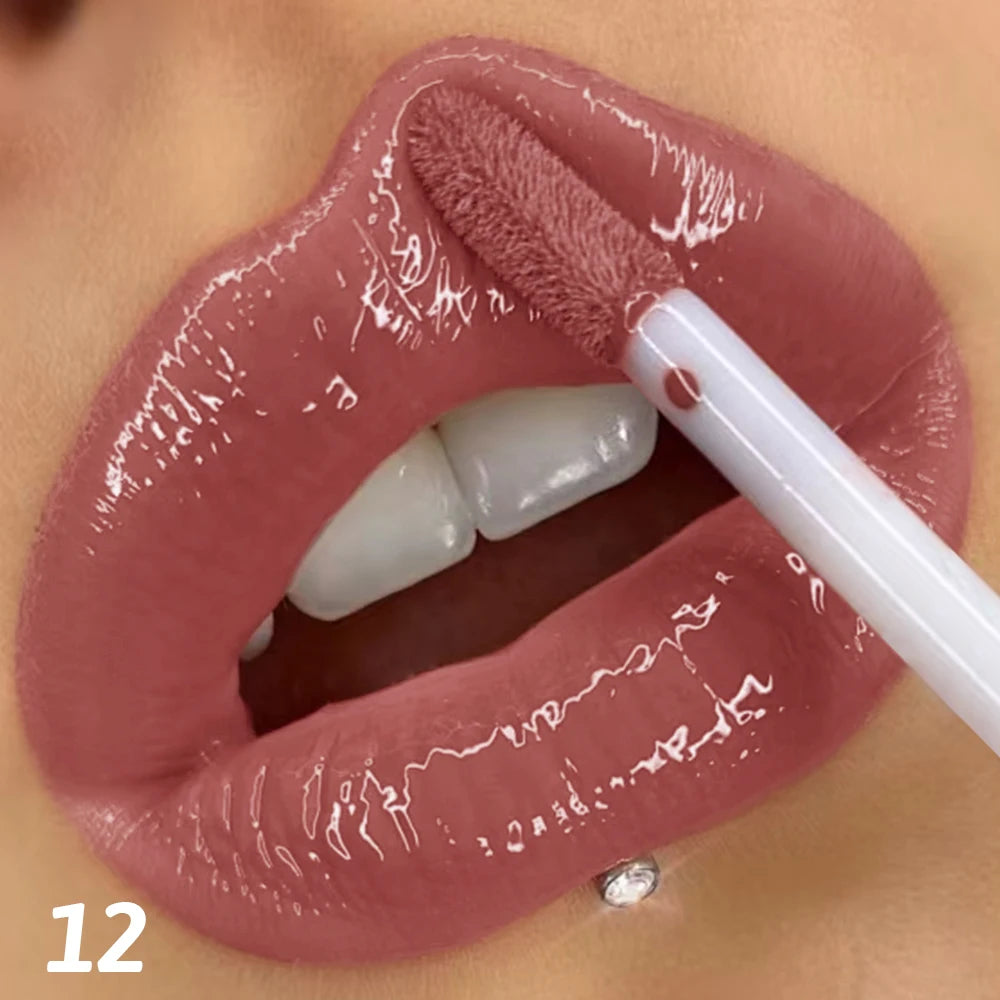Waterproof quick-drying lip glaze, 16 colors available for mirror-finished lip glaze, clear and non-sticky, non-fading, waterpro