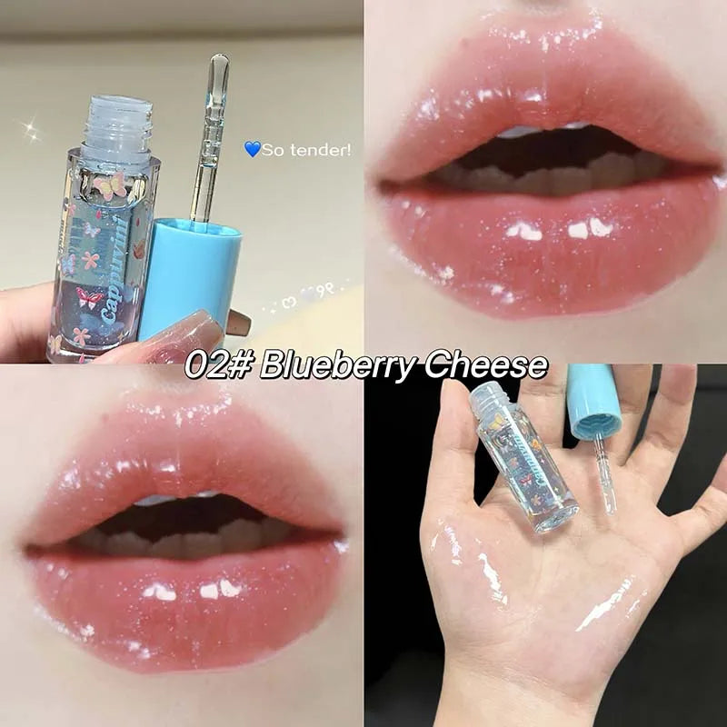 Moisturizing Water Light Lip Gloss Shimmer Transparent Jelly Mirror Lip Glaze Crystal Clear Hydrating Plumping Lip Gloss Makeup