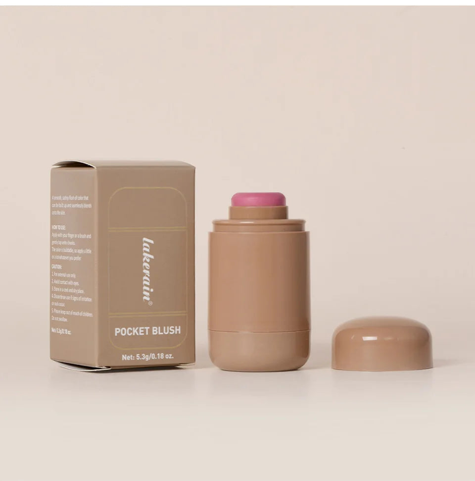 Lakerain 3in1 Cheek Lip Tinted Moistured Blush Stick Waterproof Easy Color Rouge Silky Smooth Blusher Cream Matte Contour Makeup