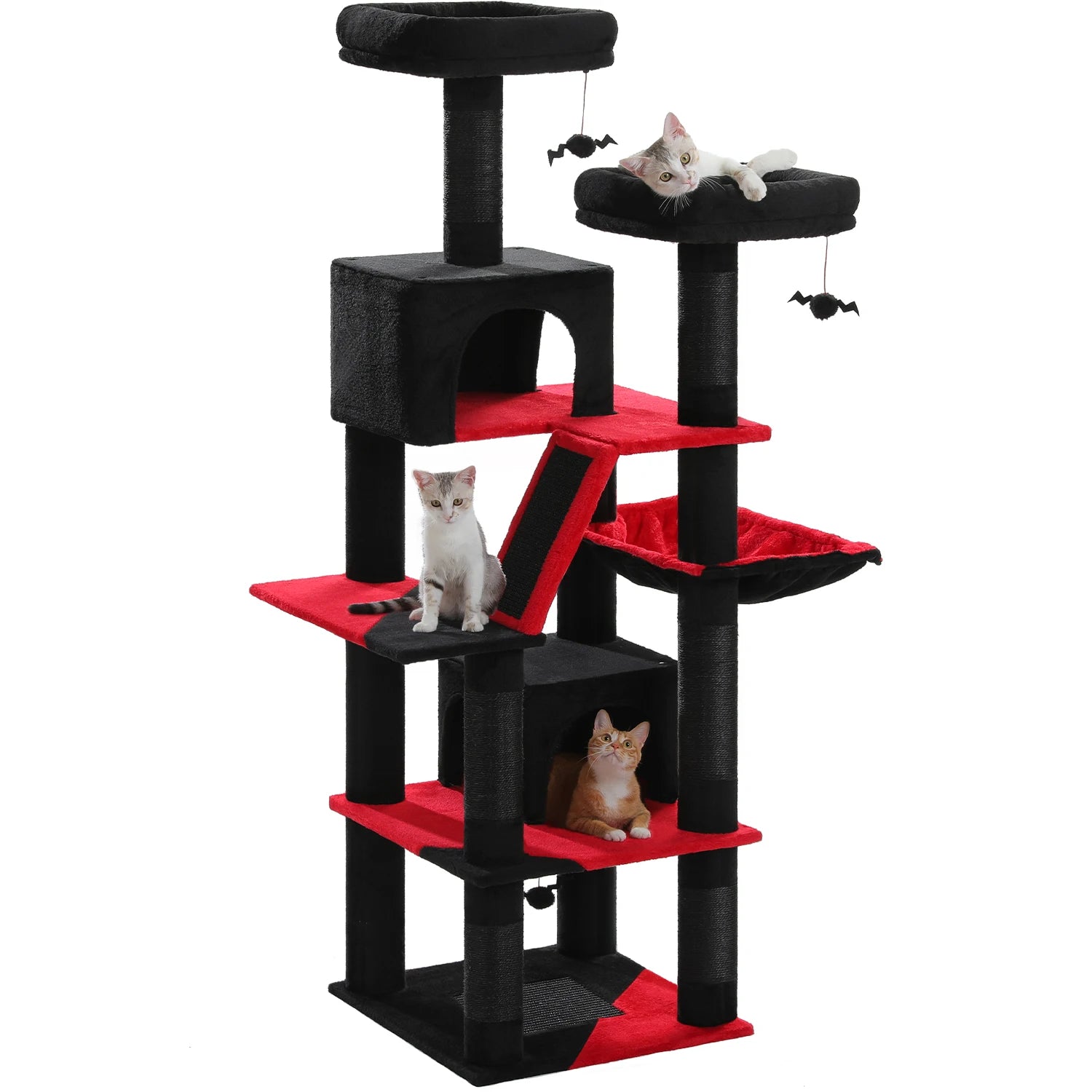 Multi-Level Cat Tree with Scratching Posts, Cozy Condo, Hammock, Large Cat Tower for Indoor Cats, Cat Scratching Board, Cat Toys