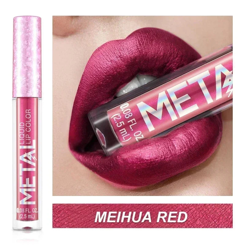 Waterproof Pearl Matte Lipstick Long Lasting Non-Stick Cup Lip Glaze Shimmer Glitter Metallic Lip Gloss Lips Makeup Cosmetics