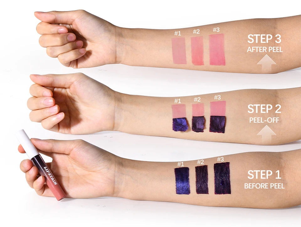 3 Colors Waterproof Peel-off Liquid Lipstick Lasting Moisturizer Lip Gloss No Fading Sexy Lip Gloss Tattoo Dyed Lip Cosmetics