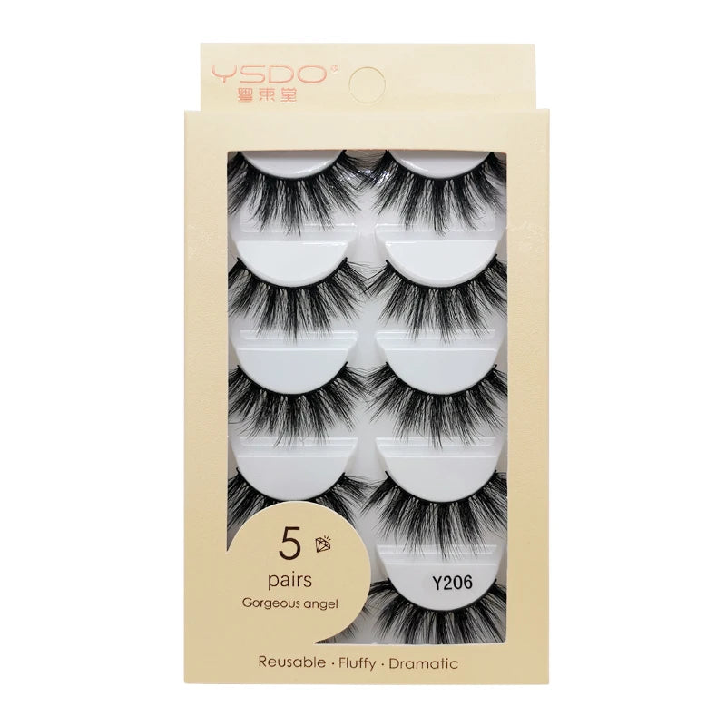 YSDO 3/5 Pairs 3D Mink False EyeLashes Winged Lashes Thick EyeLashes Makeup Fake EyeLashes Volume Lash Dramatic Mink EyeLashes