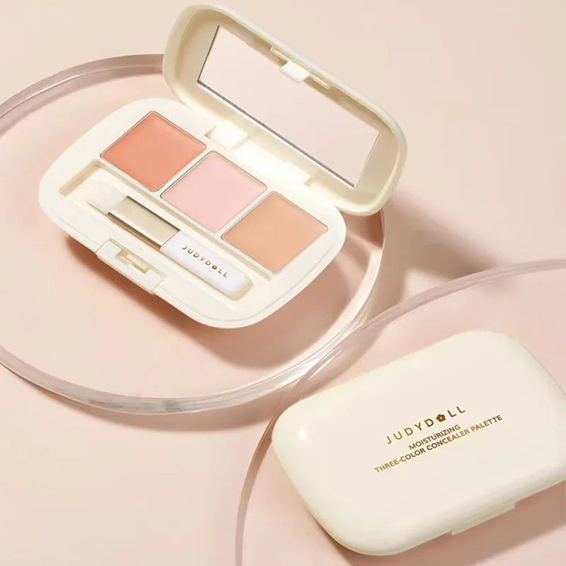 Judydoll Three-Color Concealer Palette Blemishes Spots Acne scars Covering Tear troughs Filling