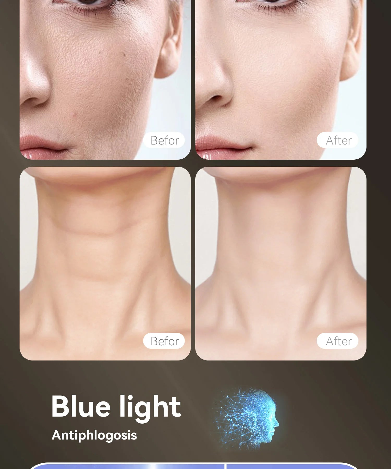 Hello Face Rechargeable Red Light Therapy Mask for Face & Neck  Infrared LED Mask Skincare Device for Glowing Skin