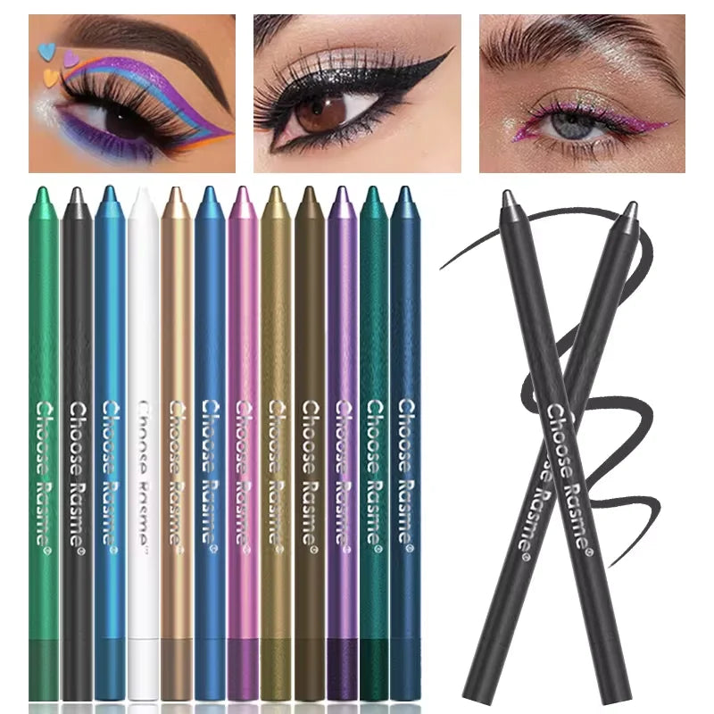 12 Colors Set Glitter&Shimmer  eyeshadow Eyeliner Stick Pack Wearing Smooth Application Versatile Halloween Activity Makeup Pens