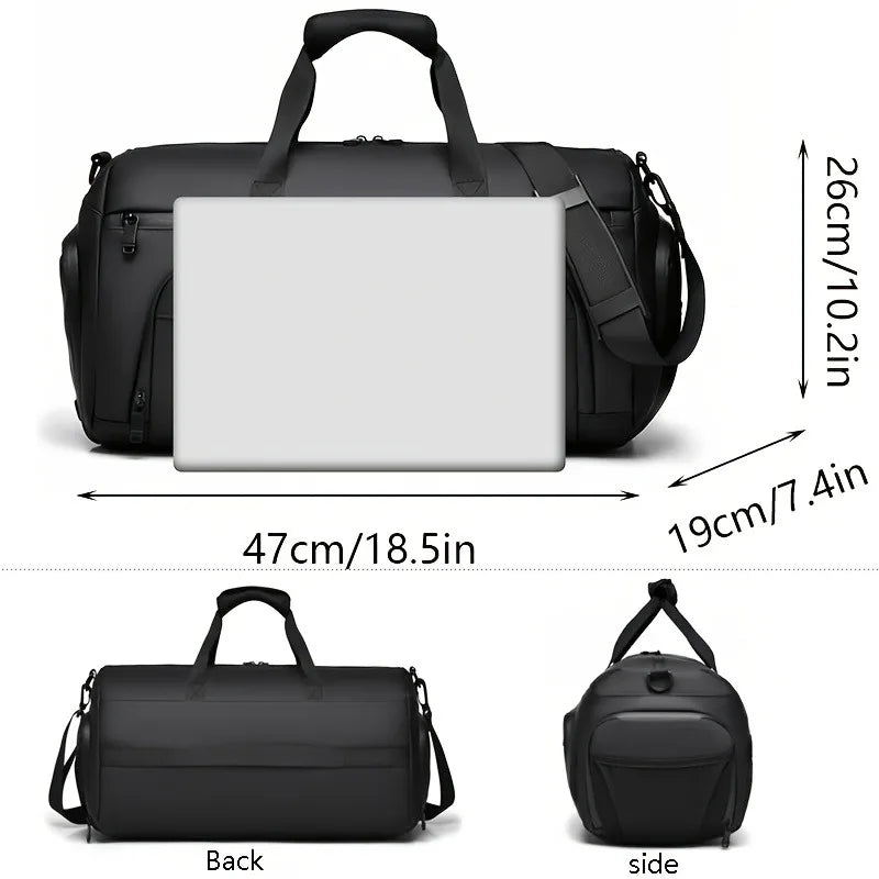 Large capacity men's sports crossbody bag, suitable for gym, travel, and outdoor activities - available in gray/green/black
