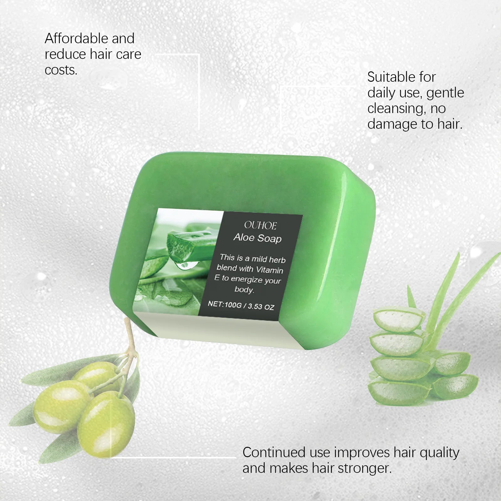 Aloe Nourishing Shampoo Soap Fluffy Strengthening Anti Hair Loss Oil Control Frizzy Curly Repair Damage Hair Shampoo Bar Soap