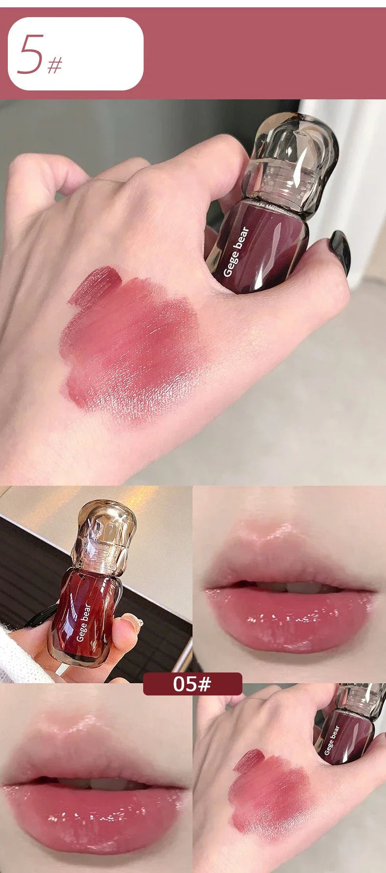 GegeBear Crystal Clear Lipgloss Hydrating Water Liquid Lipstick Light Lip Tint Plumping Non-stick Cup Lips Makeup Women Cosmetic