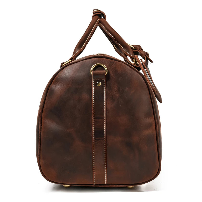 Fashionable Style Men's Leather Travel Handbags Real Cowhide Leather Duffle Bags For Man Male Weekend Bags With Shoe Pocket