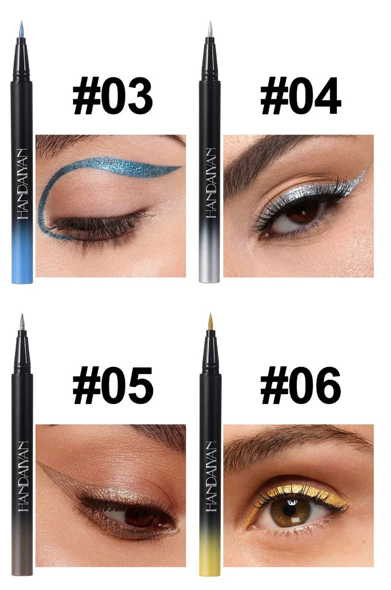 Glitter Liquid Eyeliner Pencil Waterproof Purple Pink Blue Eye Liner Pen Long Lasting Quickily Drying Eyes Makeup Cosmetics