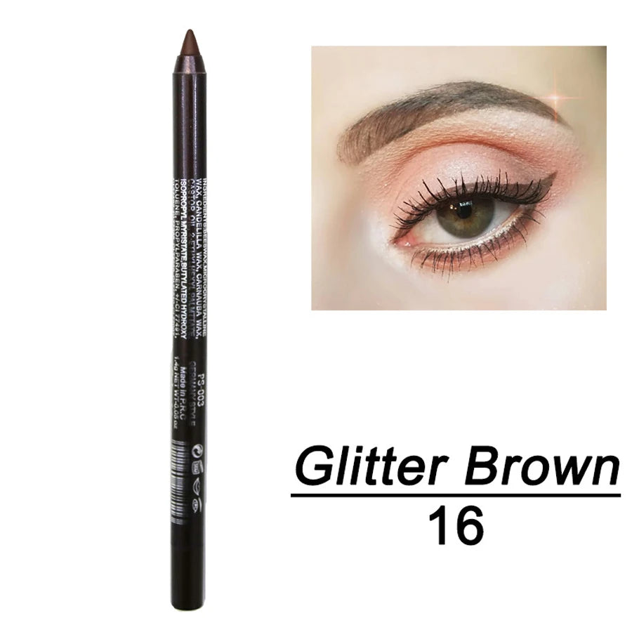 14-Color Colourful Eyeliner Pen, High Pigmented Pearly Glitter ShimmerMetallic Finish, Smokey Punk Gothic Style Eyeliner, Long L