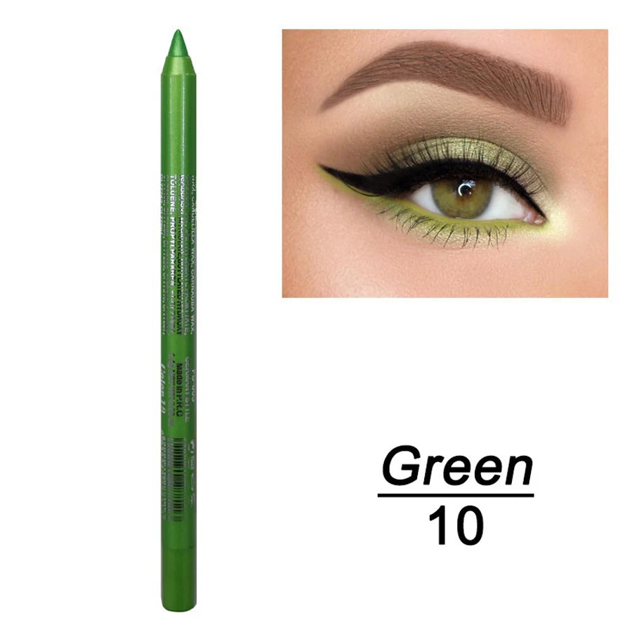 14-Color Colourful Eyeliner Pen, High Pigmented Pearly Glitter ShimmerMetallic Finish, Smokey Punk Gothic Style Eyeliner, Long L