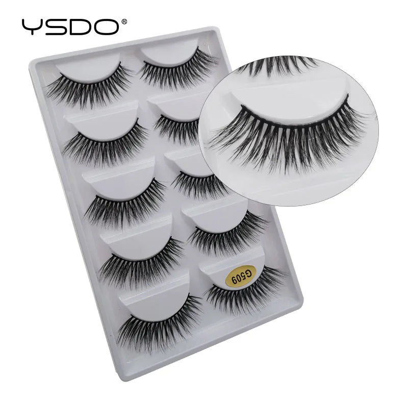 YSDO 5 pairs eyelashes makeup mink strip lashes dramatic eyelashes faux cils natural false eyelashes extension 3d mink eyelashes