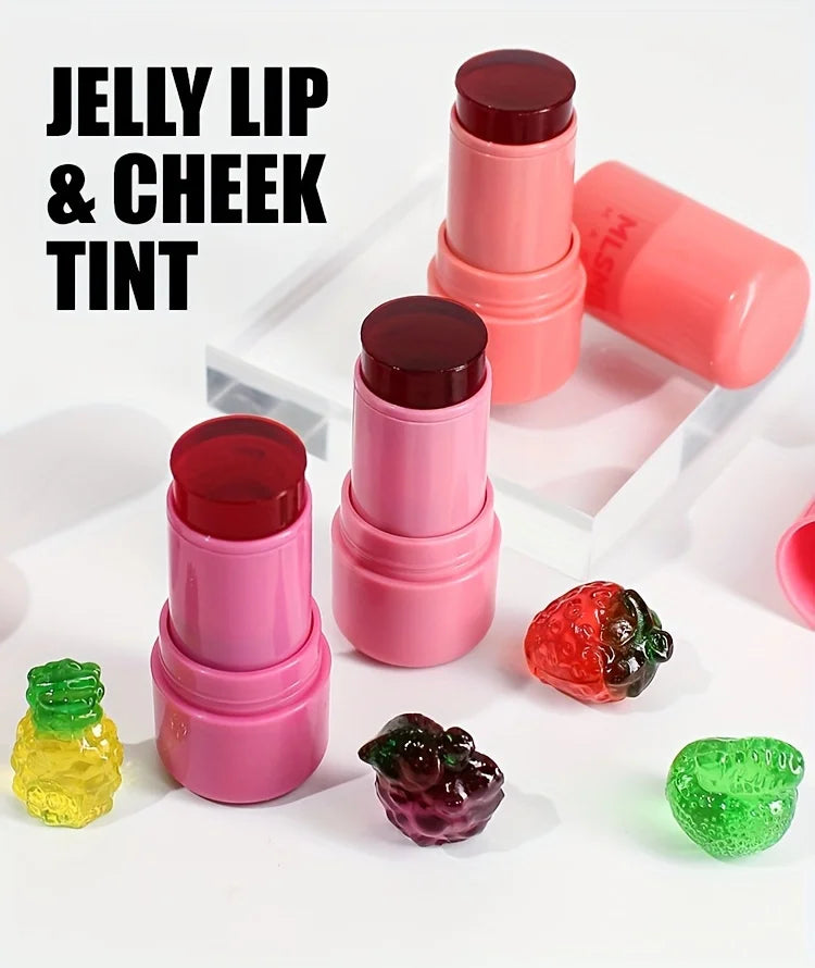 Jelly Blush Stick Lip and Cheek Stick, Multi-purpose Jelly Tint Jelly Blush, Blush Cooling Water Tint Sheer Lip & Cheek Stain
