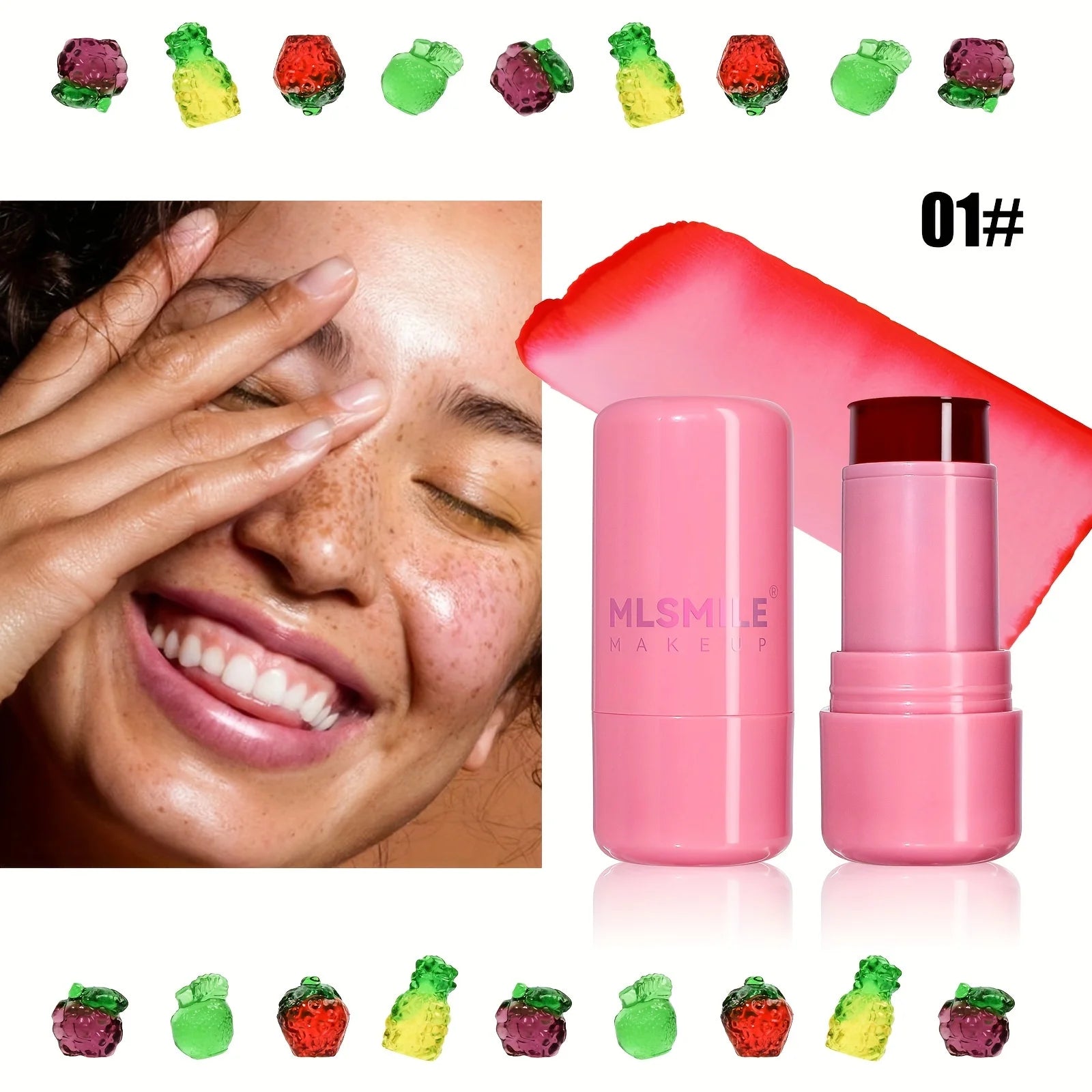 Jelly Blush Stick Lip and Cheek Stick, Multi-purpose Jelly Tint Jelly Blush, Blush Cooling Water Tint Sheer Lip & Cheek Stain