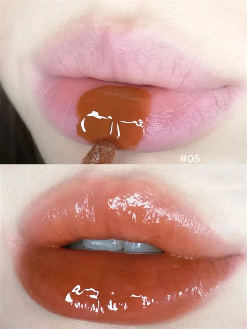 Punk Dark Brown Mirror Water Lip Gloss Red Lip Glaze Transparent Glass Lip Oil Waterproof Liquid Lipstick Clear Tint Makeup New
